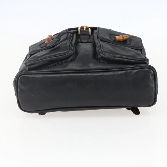 GUCCI Bamboo Backpack Leather Black Gold 003 2058 0016 Auth ka588 main image 8